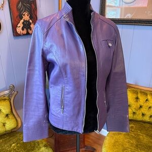 Vintage Y2K Arden B. Moto Lamb Leather Purple Jacket Size L